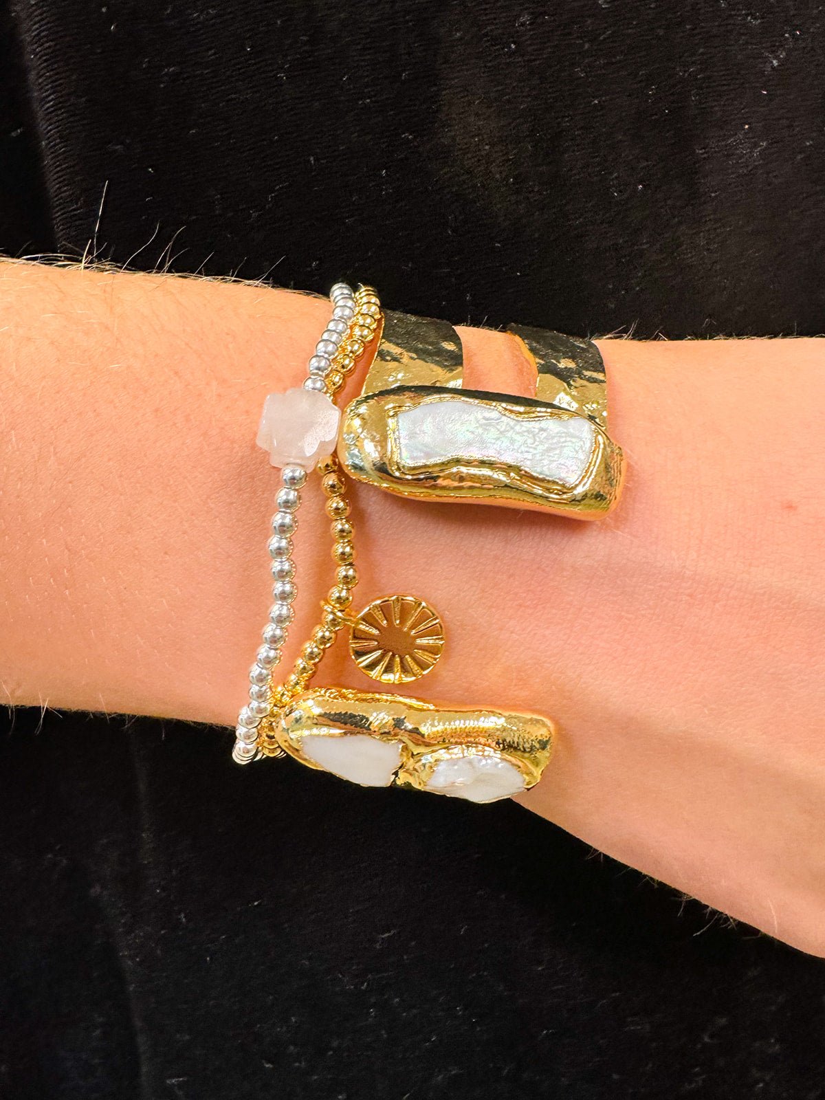 [Easton Elle] Double Pearl Cuff - The Pink Pineapple 850