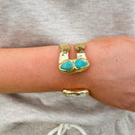 [Easton Elle] Double Pearl/Turquoise Cuff - The Pink Pineapple 850