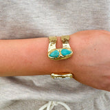 [Easton Elle] Double Pearl/Turquoise Cuff - The Pink Pineapple 850