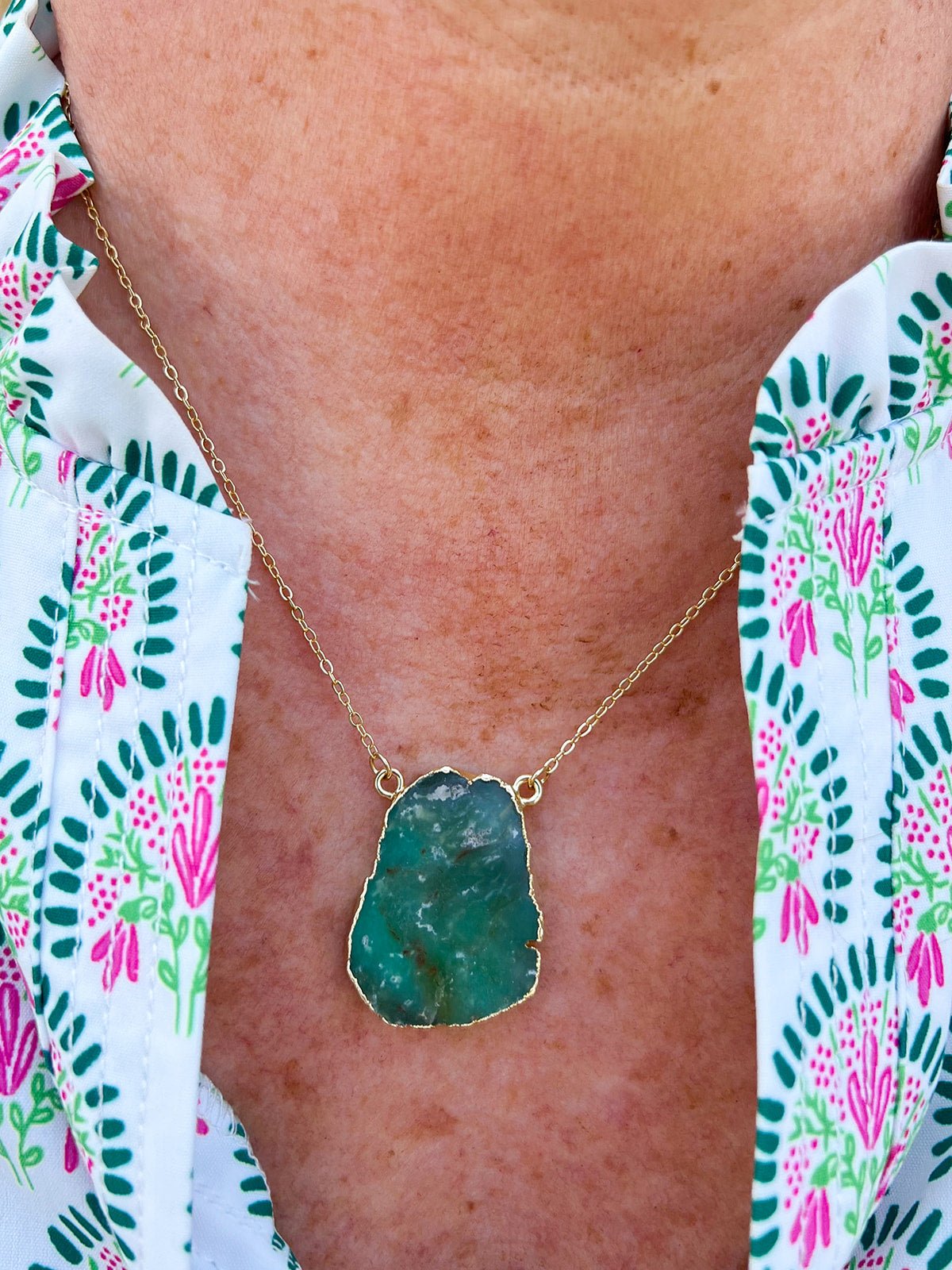 [Easton Elle] Green Chrysoprase Necklace - The Pink Pineapple 850