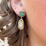 [Easton Elle] Green Rectangle Pearl Earrings - The Pink Pineapple 850