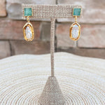 [Easton Elle] Green Rectangle Pearl Earrings - The Pink Pineapple 850