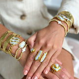 [Easton Elle] Linear Doubled Pearl Ring - The Pink Pineapple 850