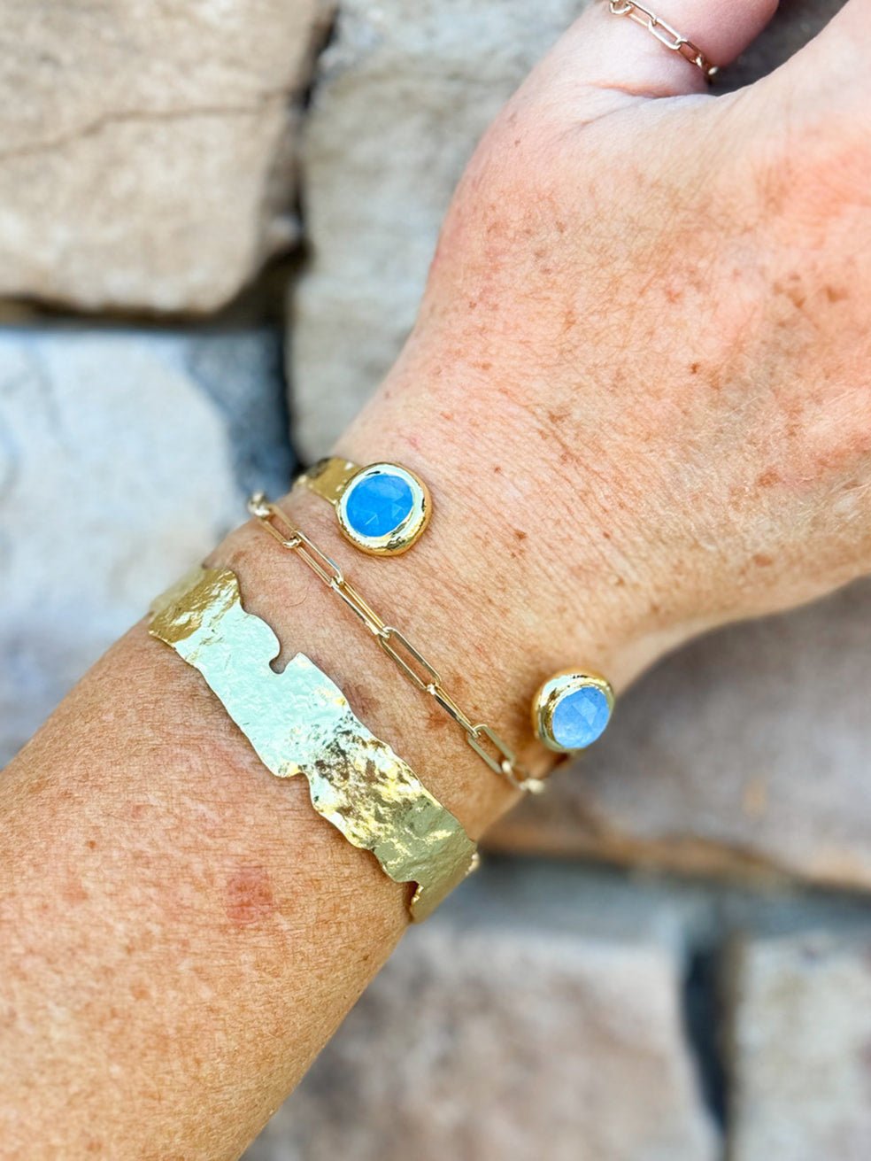 [Easton Elle] Misty Capri Blue Crystal Cuff - The Pink Pineapple 850