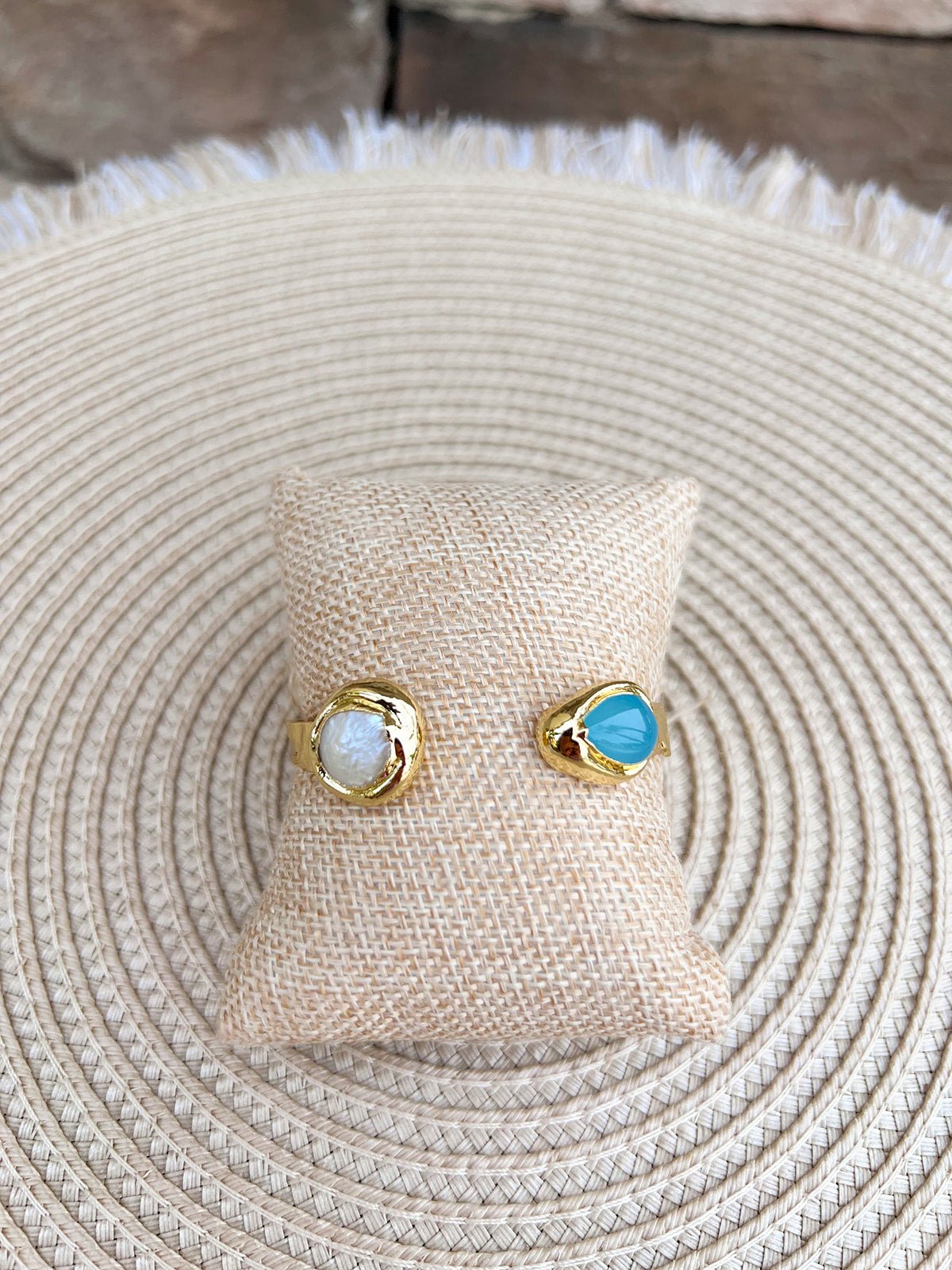 [Easton Elle] Misty Cuff – Aquamarine & Pearl - The Pink Pineapple 850