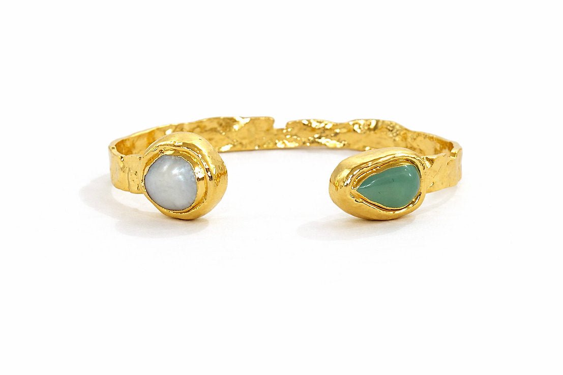 [Easton Elle] Misty Cuff – Aquamarine & Pearl - The Pink Pineapple 850