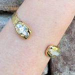 [Easton Elle] Misty Pearl Cross Cuff - The Pink Pineapple 850