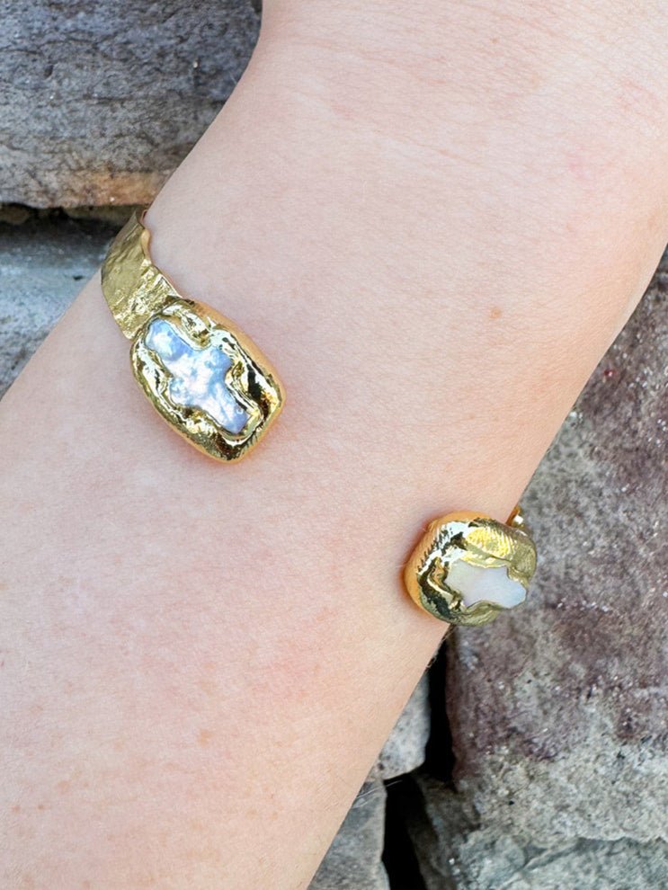 [Easton Elle] Misty Pearl Cross Cuff - The Pink Pineapple 850