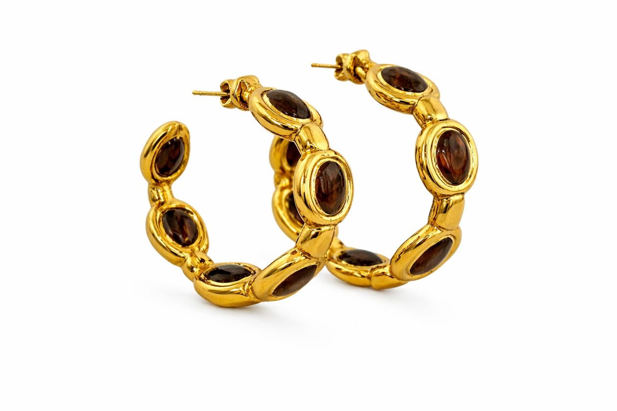 [Easton Elle] Paradise Hoops - Tiger's Eye - The Pink Pineapple 850