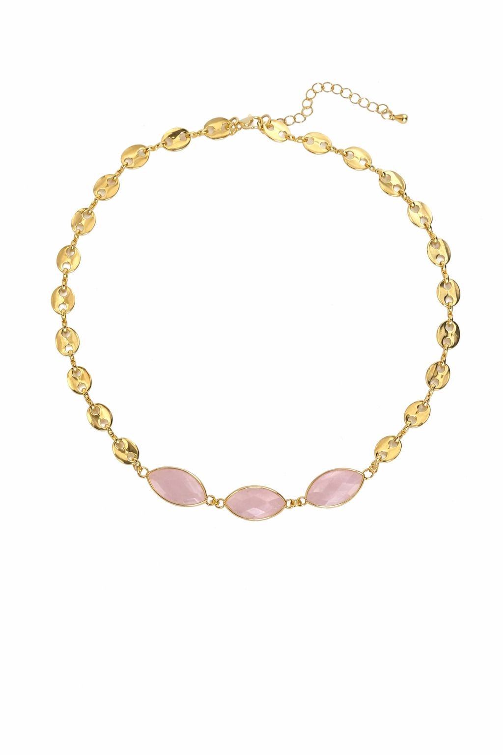 [Easton Elle] Pink Rose Quartz Diamond Stone Necklace - The Pink Pineapple 850