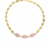 [Easton Elle] Pink Rose Quartz Diamond Stone Necklace - The Pink Pineapple 850