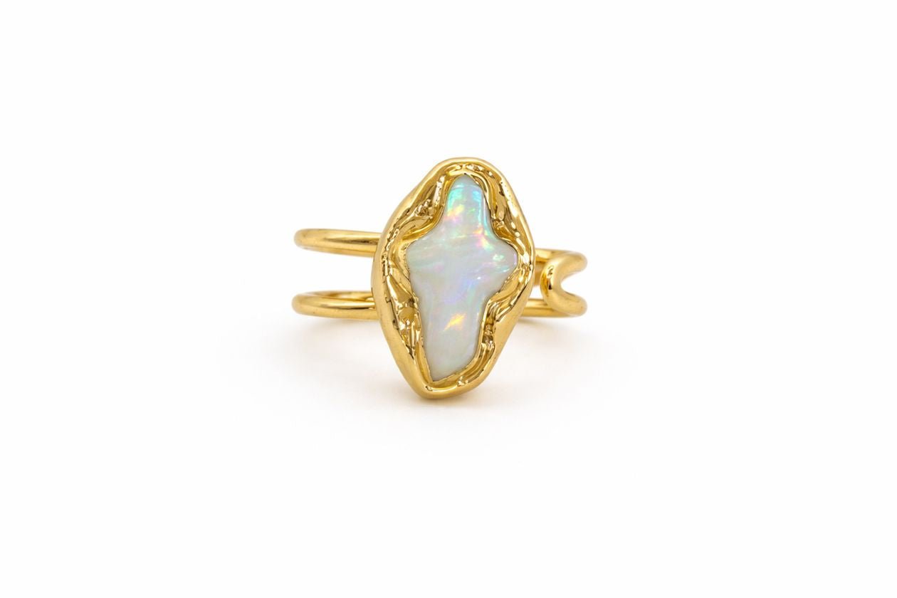 [Easton Elle] Single Ring – Pearl Cross - The Pink Pineapple 850