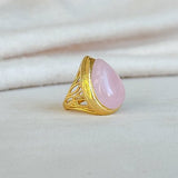 [Easton Elle] Tear Drop Ring in Pink Rose Quartz - The Pink Pineapple 850