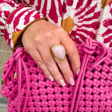 [Easton Elle] Tear Drop Ring in Pink Rose Quartz - The Pink Pineapple 850