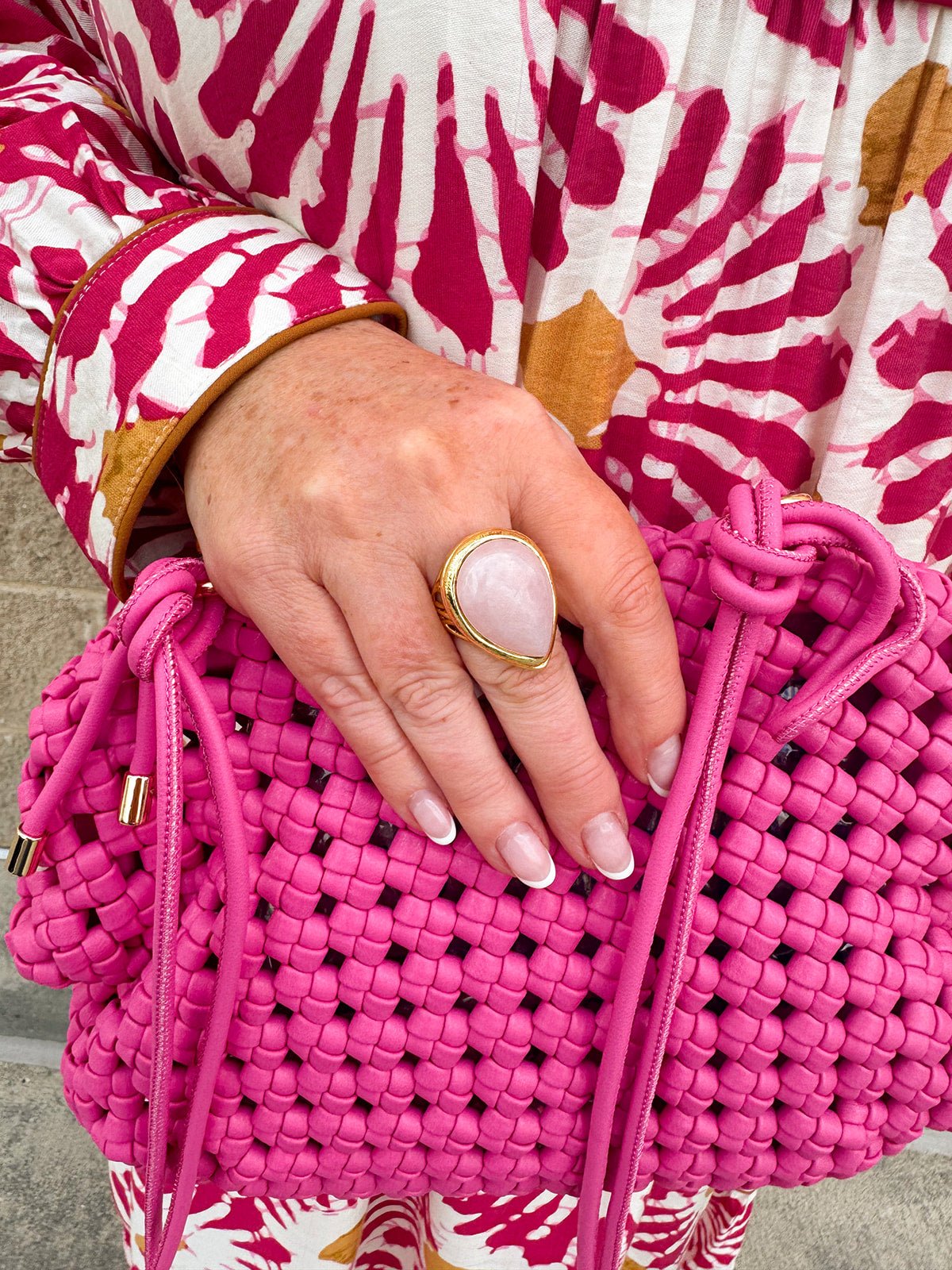[Easton Elle] Tear Drop Ring in Pink Rose Quartz - The Pink Pineapple 850