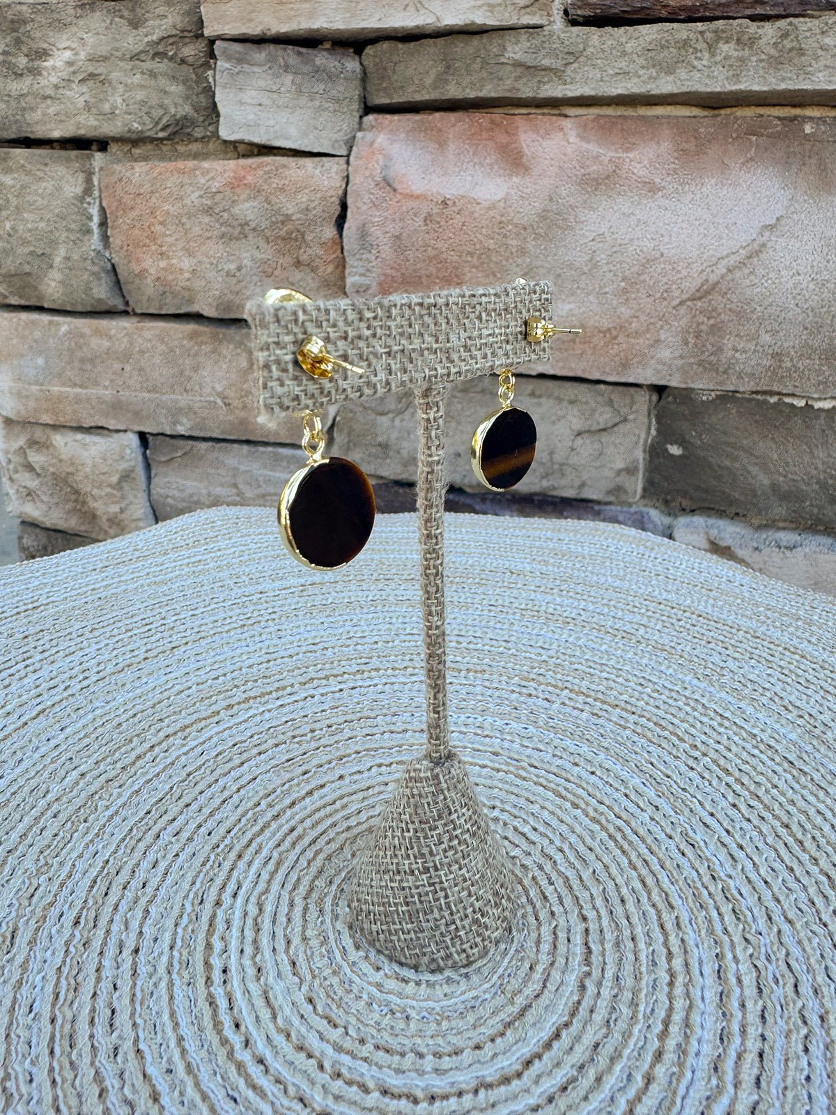 [Easton Elle] Tiger’s Eye Earrings – Circle - The Pink Pineapple 850