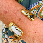 [Easton Elle] Tigers Eye & Freshwater Pearl Double Cuff - The Pink Pineapple 850