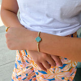 [Easton Elle] Turquoise Cross Beam Stretch Bracelet - The Pink Pineapple 850