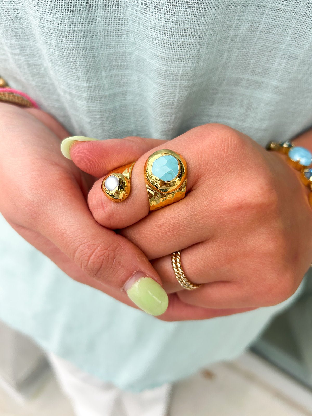 [Easton Elle] Turquoise Curl Ring - The Pink Pineapple 850