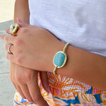 [Easton Elle] Turquoise Oval Beam Stretch Bracelet - The Pink Pineapple 850