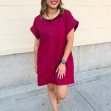 Easy Breeze Cotton Linen Mini Dress - The Pink Pineapple 850