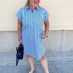 Easy Days Striped T-Shirt Dress - The Pink Pineapple 850