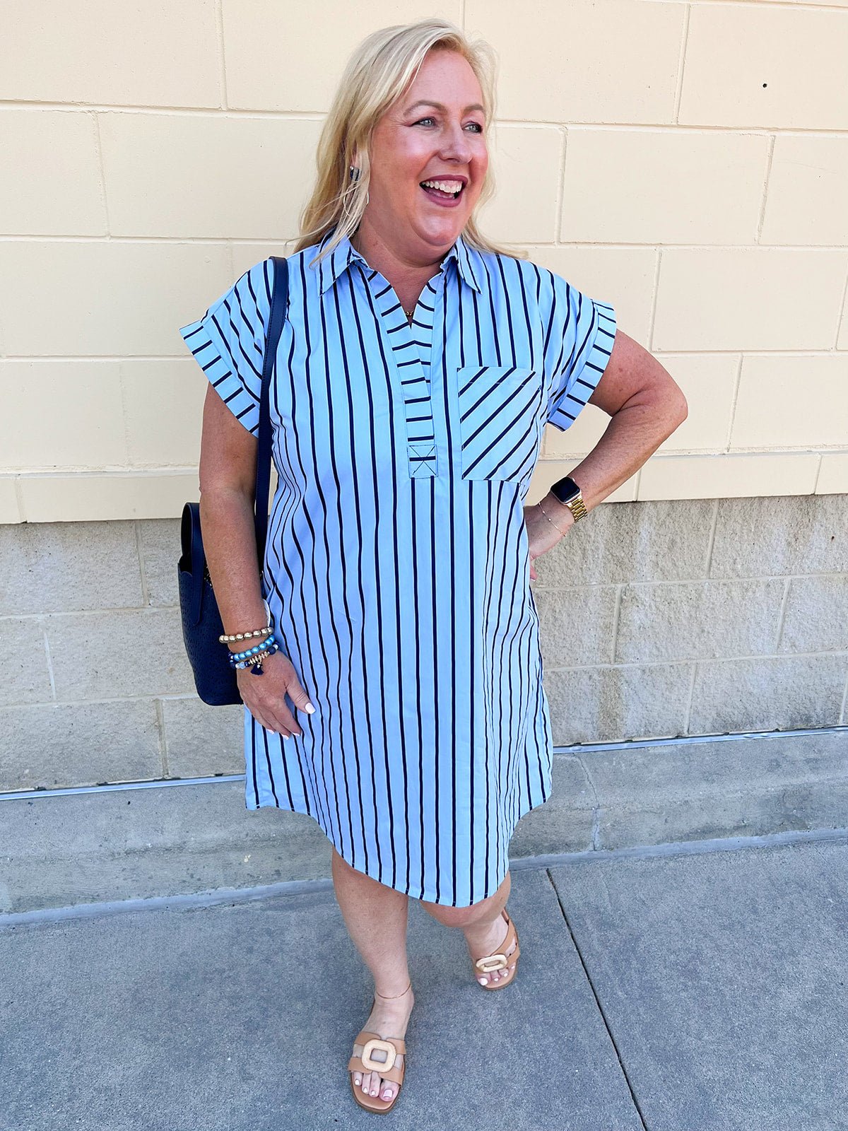 Easy Days Striped T-Shirt Dress - The Pink Pineapple 850