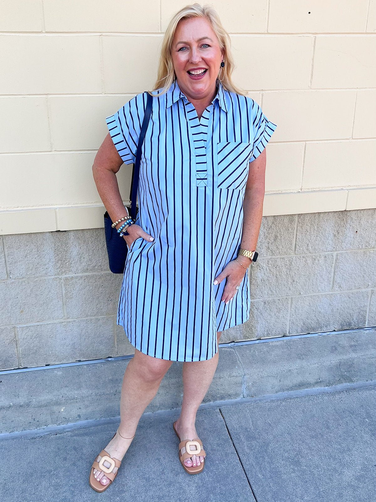 blue pineapple dress Easy Days Striped T-Shirt Dress