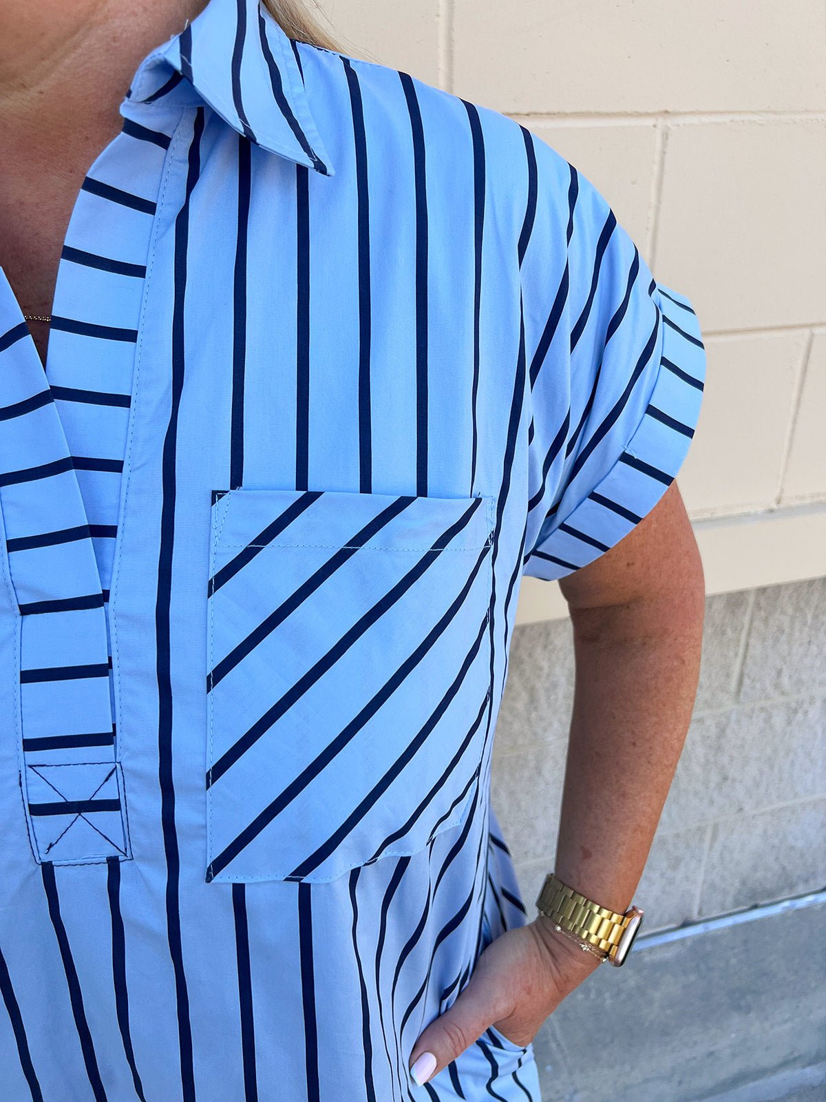 Easy Days Striped T-Shirt Dress - The Pink Pineapple 850