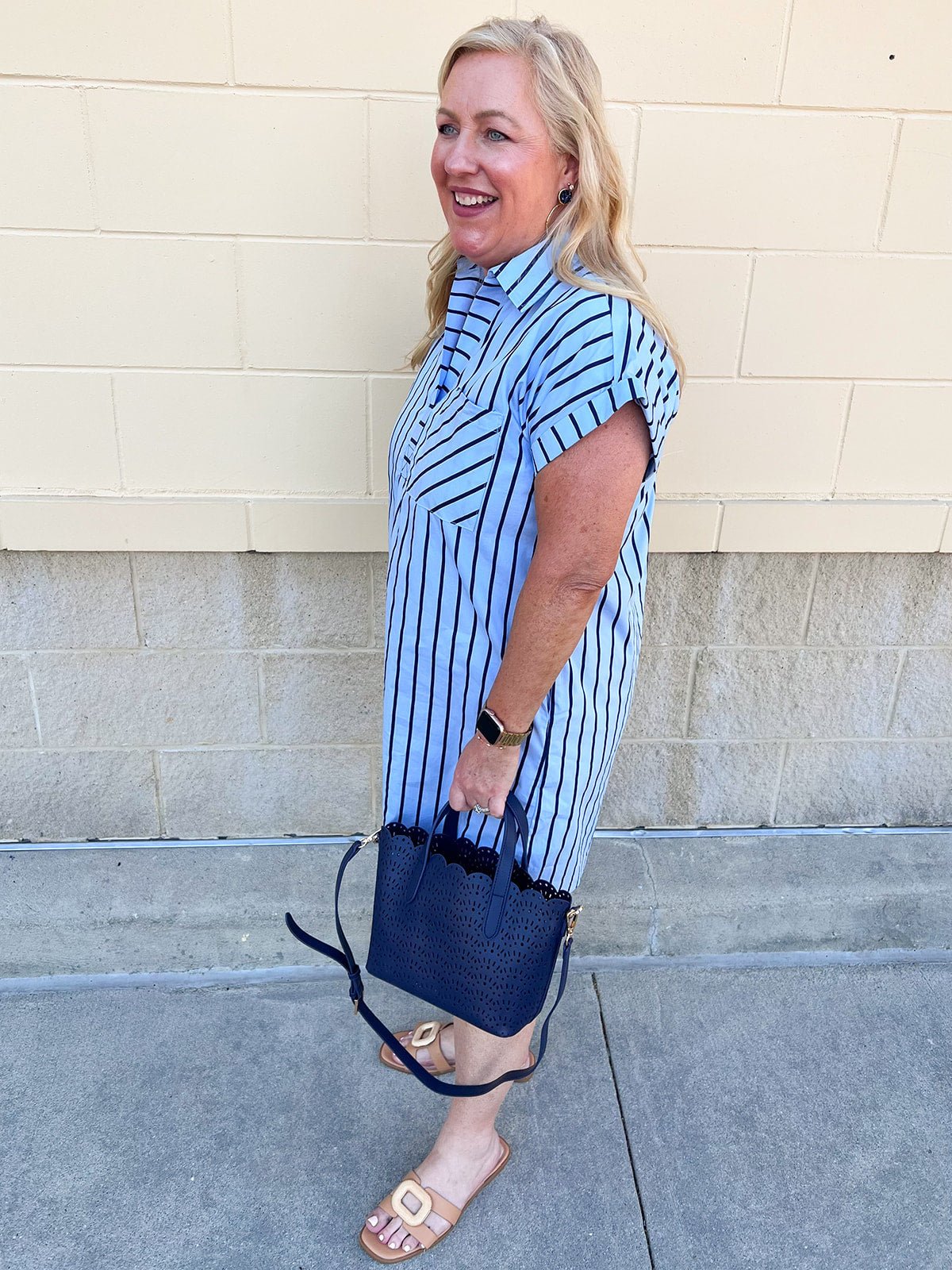 Easy Days Striped T-Shirt Dress - The Pink Pineapple 850