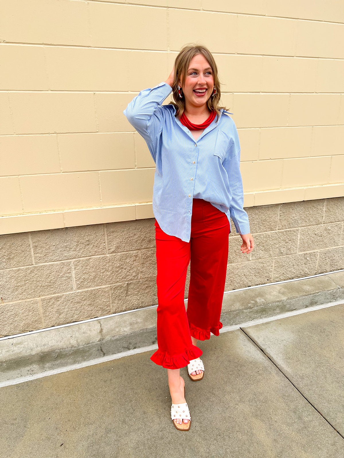 Easygoing Stripe Button - Up - The Pink Pineapple 850