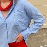 Easygoing Stripe Button - Up - The Pink Pineapple 850