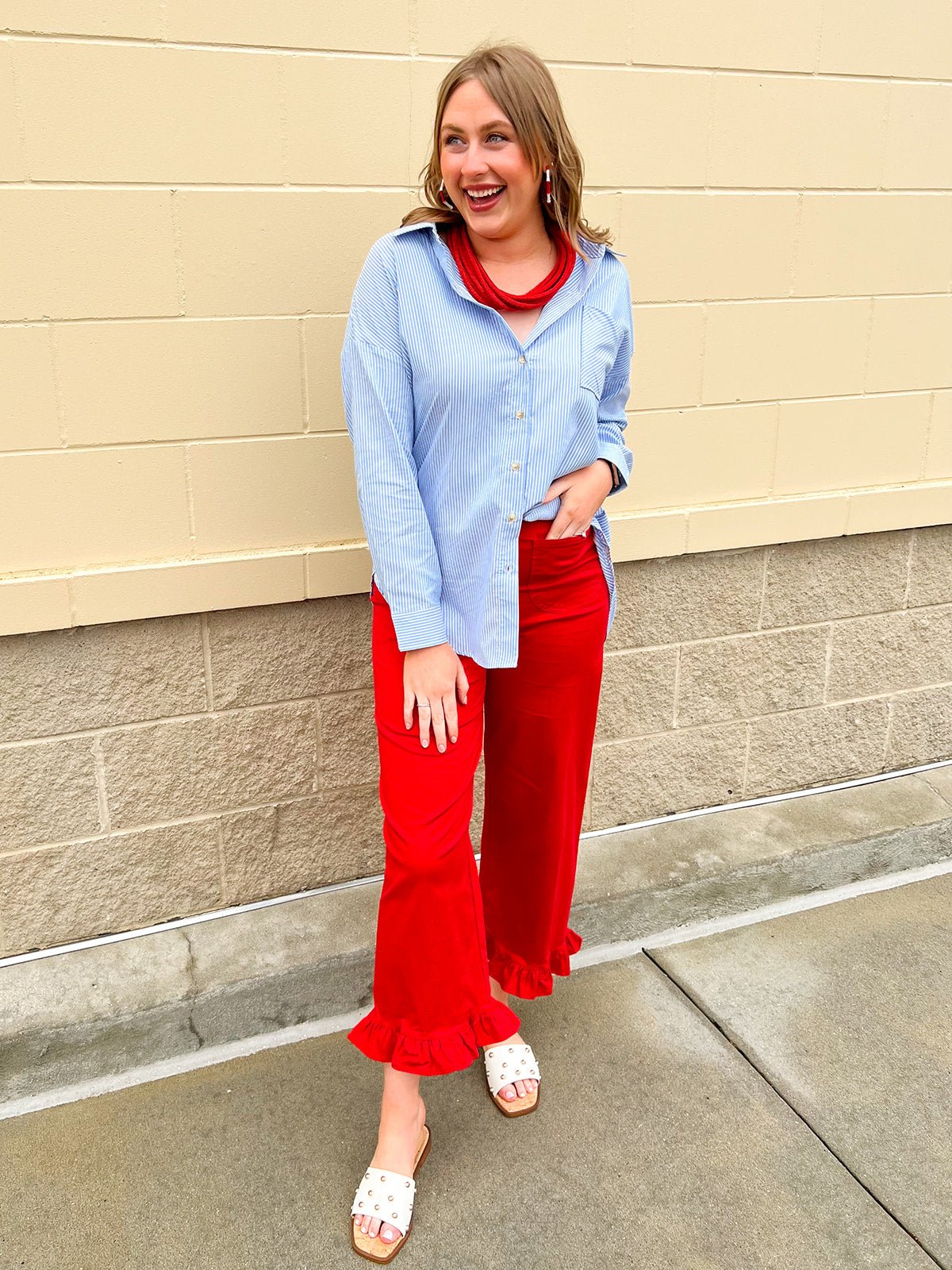 Easygoing Stripe Button - Up - The Pink Pineapple 850