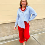 Easygoing Stripe Button - Up - The Pink Pineapple 850