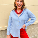 Easygoing Stripe Button - Up - The Pink Pineapple 850