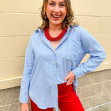 Easygoing Stripe Button - Up - The Pink Pineapple 850