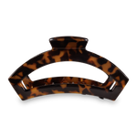 TELETIES large open hair clip in tortoise black and brown finish.