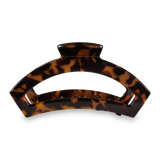 TELETIES large open hair clip in tortoise black and brown finish.