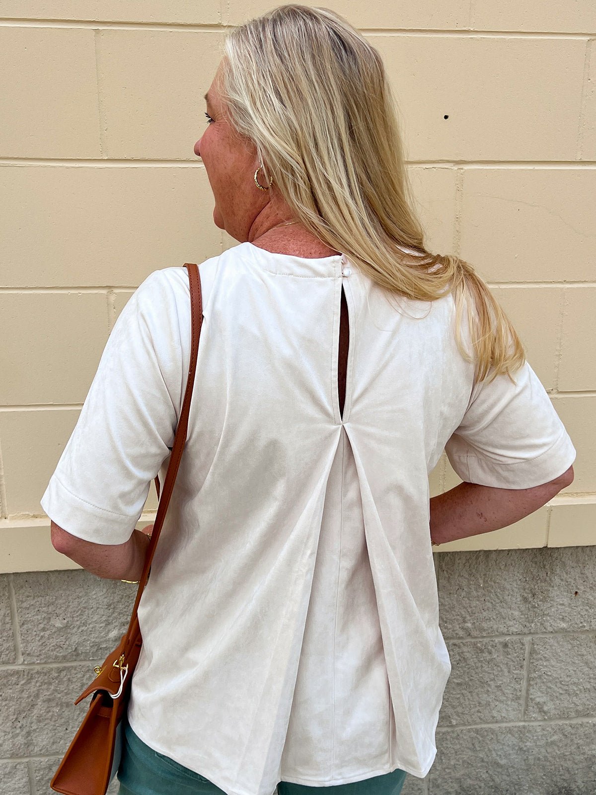 Ecru Suede Stitch Blouse - The Pink Pineapple 850