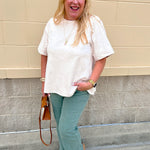 Ecru Suede Stitch Blouse - The Pink Pineapple 850