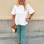 Ecru Suede Stitch Blouse - The Pink Pineapple 850