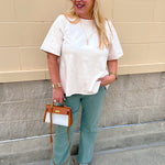 Ecru Suede Stitch Blouse - The Pink Pineapple 850