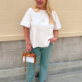Ecru Suede Stitch Blouse - The Pink Pineapple 850
