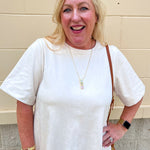Ecru Suede Stitch Blouse - The Pink Pineapple 850