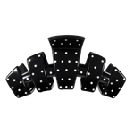 Black and white large claw clip with a polka dot pattern.