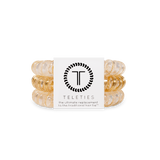Set of three large spiral hair ties in gold, silver, and neutral tones from the Luxury Living collection.
