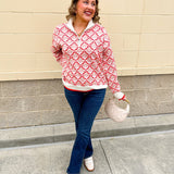 Effortless Bloom Quarter Zip Sweater - The Pink Pineapple 850