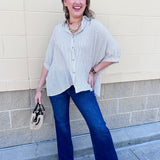 Effortless Lines Button Down Top - The Pink Pineapple 850