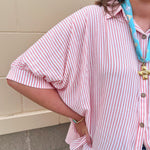 Effortless Lines Button Down Top in Coral - The Pink Pineapple 850