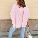 Effortless Lines Button Down Top in Coral - The Pink Pineapple 850